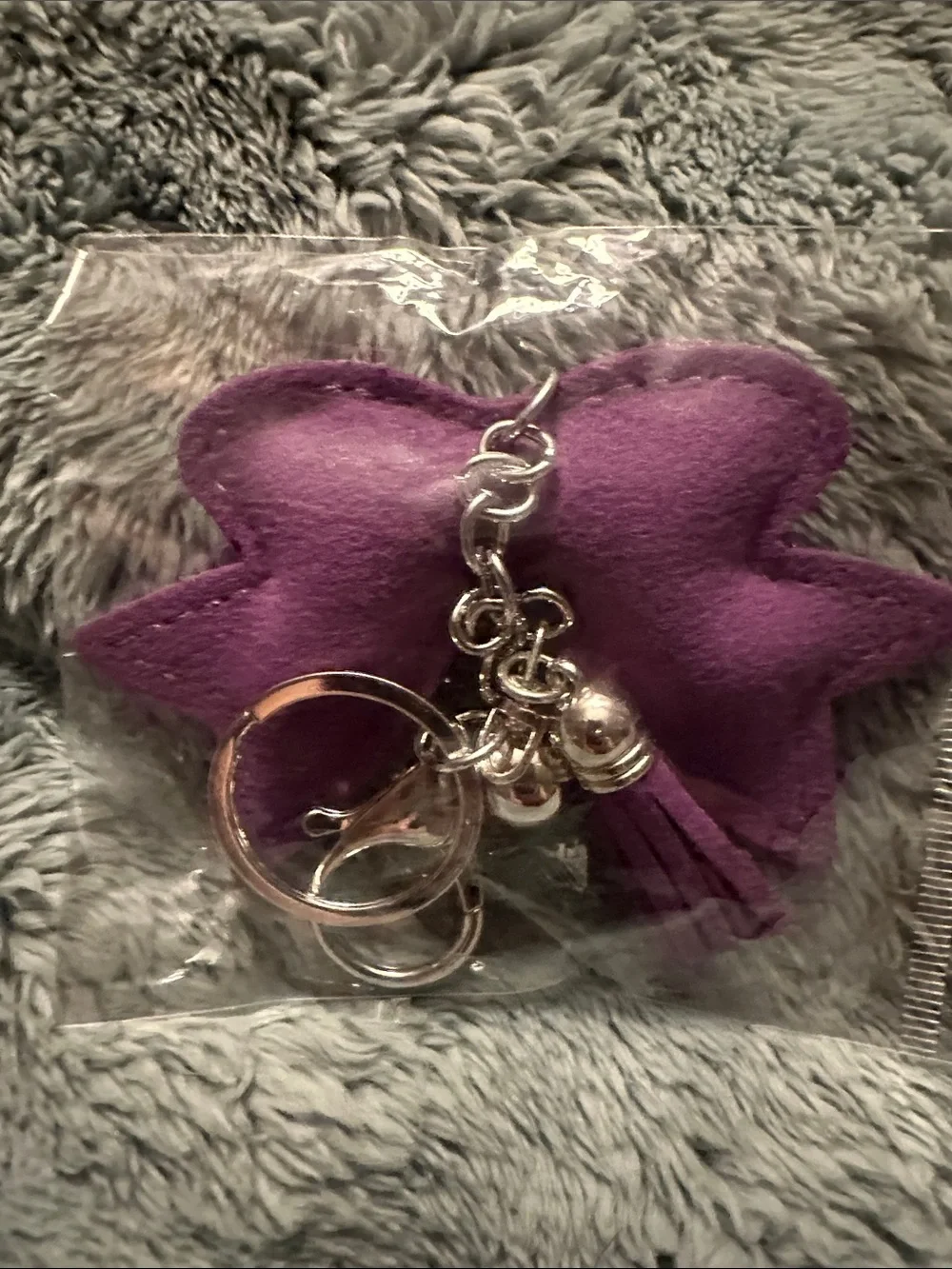 Sparkling Purple Rhinestone Bow Keyring